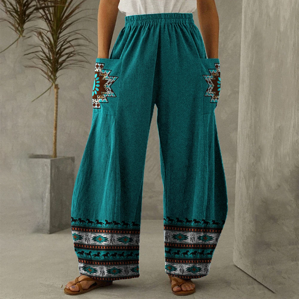 

women's summer soft high waist printed casual pants