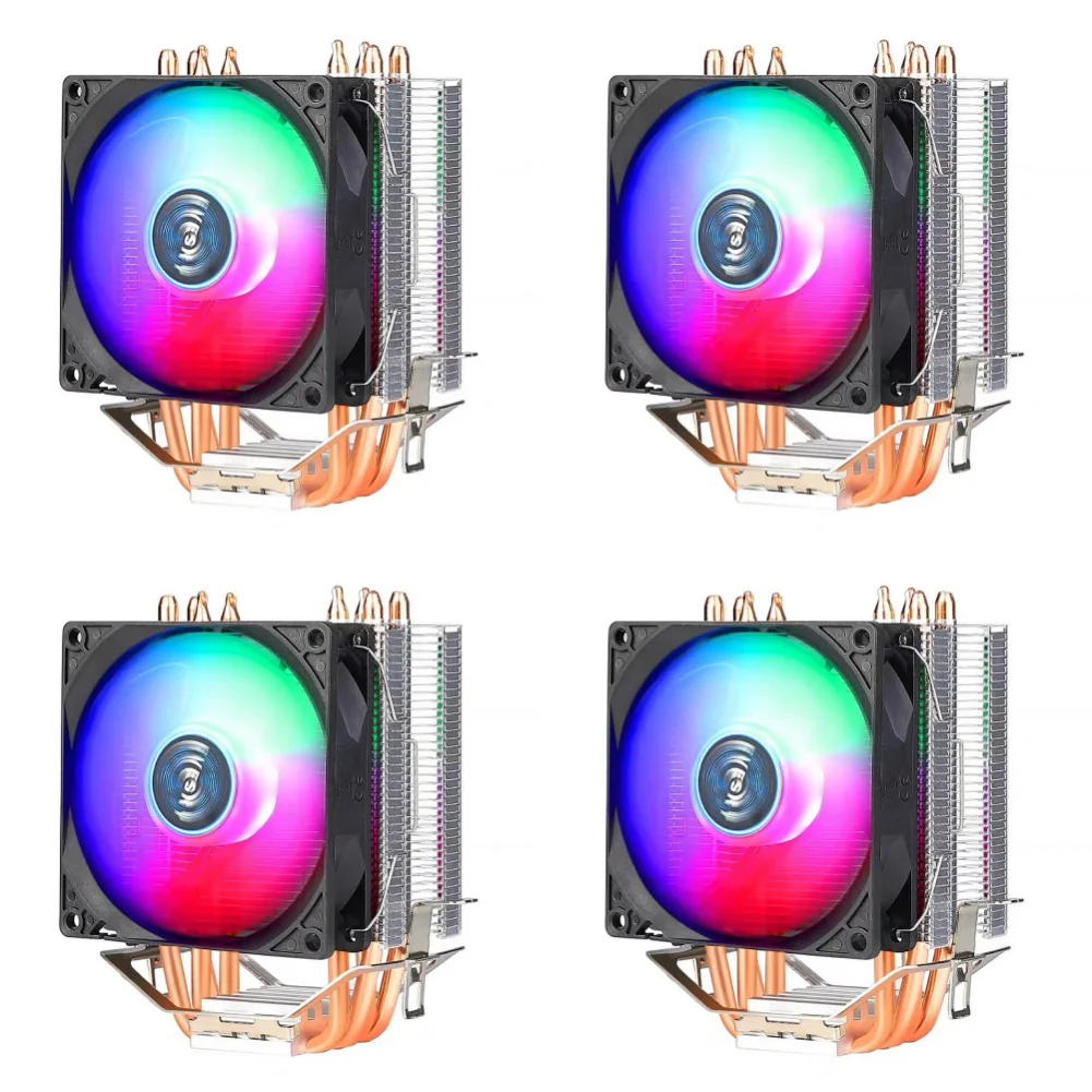 

RGB Cooler Fan 4 Heat Pipe 9cm CPU Cooling Fan Hydraulic Bearings Colorful Light Effect Mute Computer Accessories for INTEL AMD