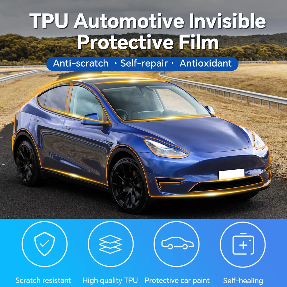 Фото Предварительно вырезанная PPF для Tesla Model Y 2020-2024 9Mil, защитная пленка для краски из ТПУ, полный комплект, прозрачный бюстгальтер, невидимый устойчивый к царапинам чехол №4