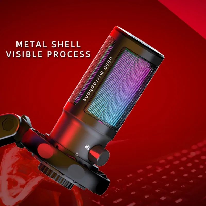 Микрофон U850 USB для записи подкастов подсветка RGB конденсаторный игр - купить по