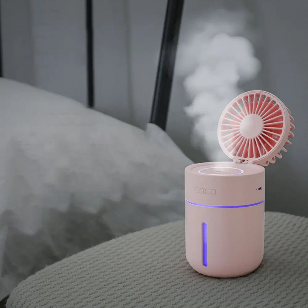 

Portable Mini USB Ultrasonic Air Humidifier With Fan 400ml LED Light Mist Maker For Room Car Air Purifier 400ml