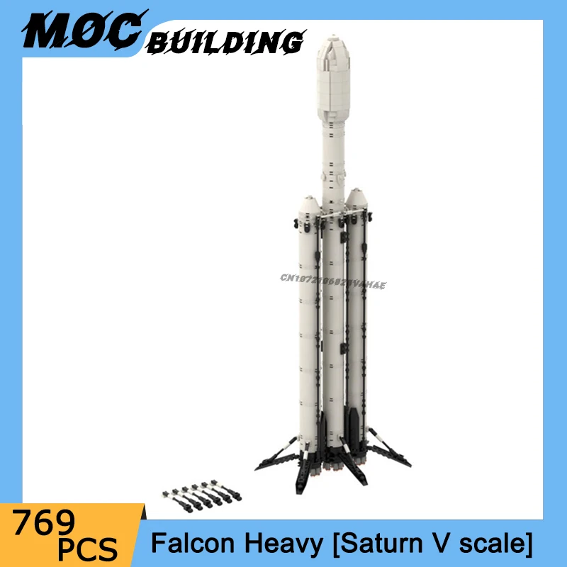 Фото Космическая серия Falcon, тяжелая модель грузоподъемника, MOC, строительные блоки, креативные ракетные игрушки, сборочные кирпичи «сделай сам», рождественский подарок №1