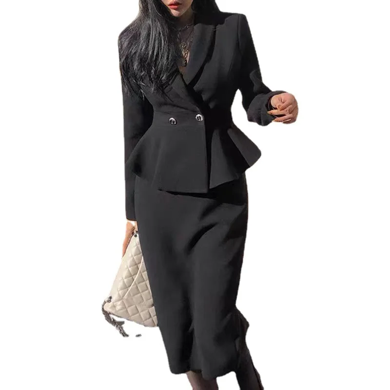 Professional Women Skirt Suits 2 Pieces Business Formal Party Dress Slim Fitted Jacket Regular Style Elegant Lady Wear