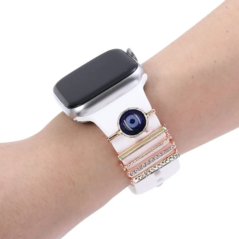 

Metal Charms Decorative Ring For Apple Watch Band Diamond Ornament Smart Watch Silicone Strap Accessories For iwatch Bracelet