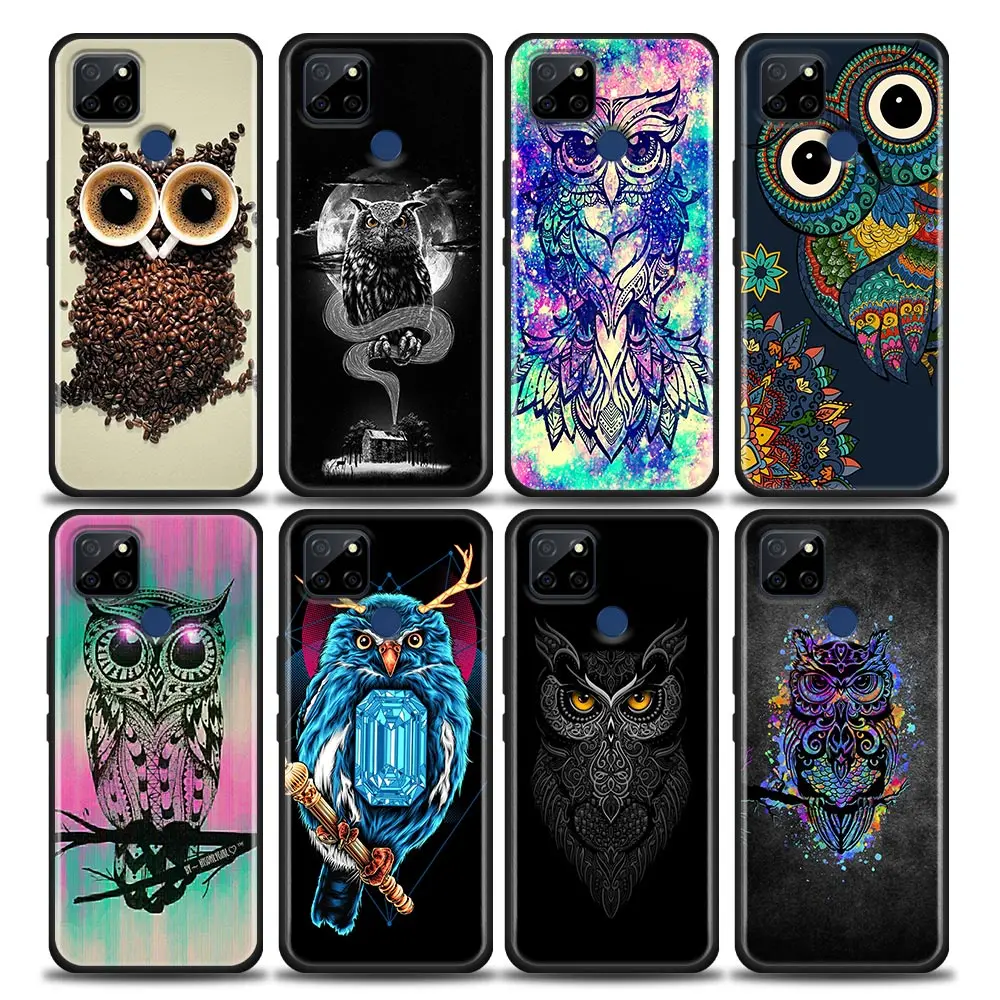 

Cartoon Cute Owl Art Funda Coque Case for Realme 5 6 7 7i 8 8i 9 C1 C2 C3 C21 C25 C15 C12 XT GT Master C35 Neo2 3 Pro Case Capa