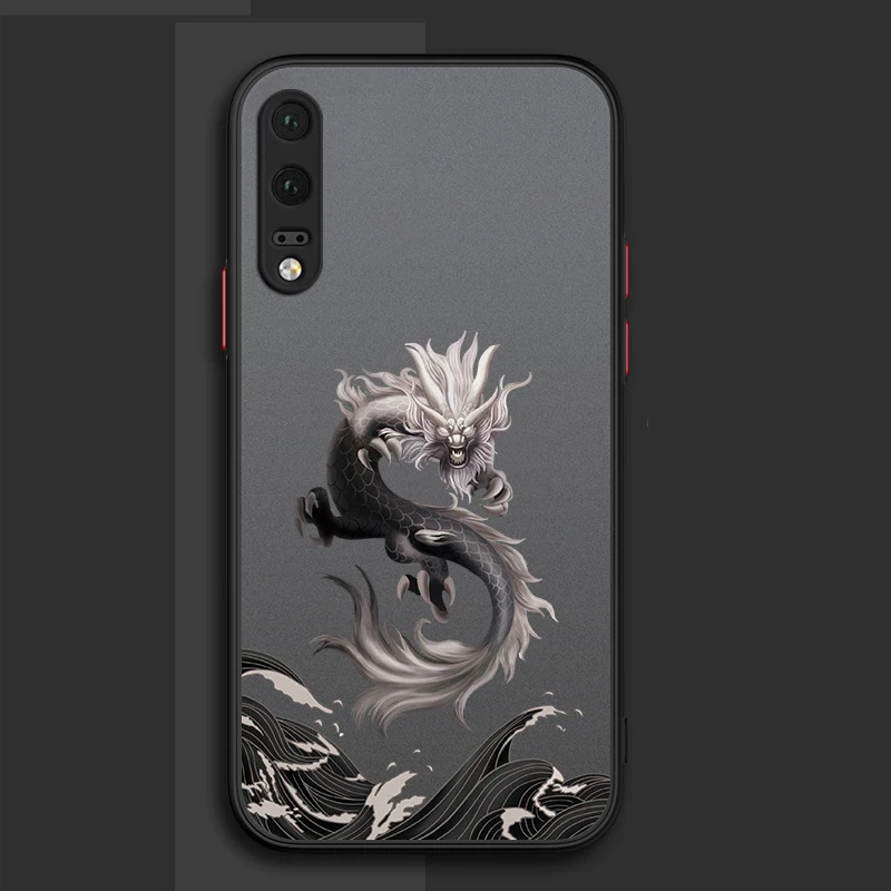 luxury dragon fish phone case for huawei honor 10x lite 9x 20 30 50 y7a p smart 2021 p50 p40 p30 p20 pro nova 5t frosted cover free global shipping