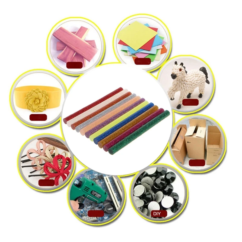 11 stks Hotmelt Lijmstift Mix Kleur Glitter Viscositeit DIY Craft Speelgoed Reparatie Tools