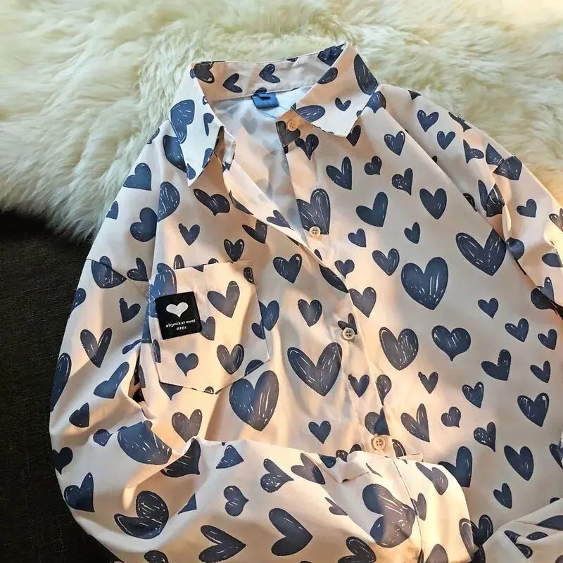 Рубашка-поло женская с длинным рукавом шикарная тонкая Свободная рубашка в