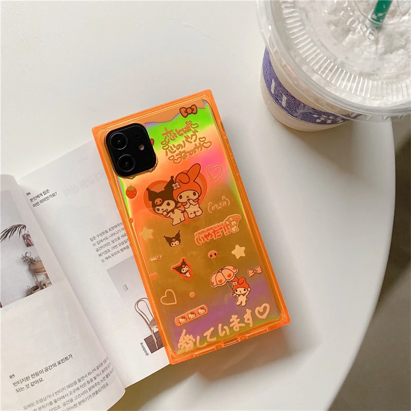Sanrio Kawaii Mymelody Kuromi женский чехол с мультяшным лазерным рисунком прозрачный