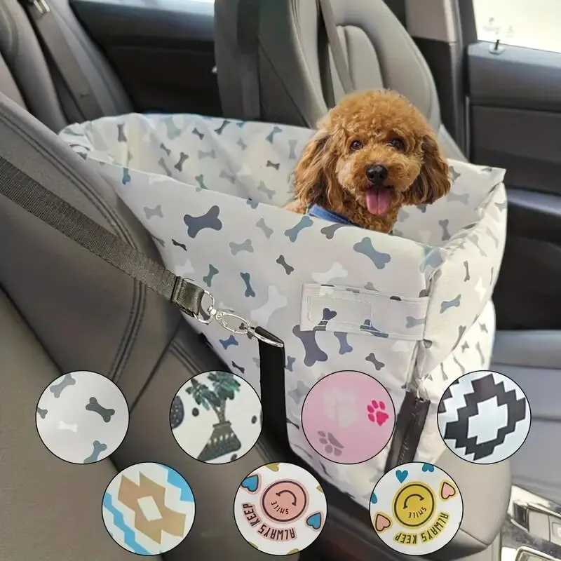 Oxford Waterproof Fashion Print Dog Car Seat Central Control Armrest Pet Booster Seat Dog Safety Car Seat for Outdoor Travel Oxford Waterproof Fashion Print Dog Car Seat Central Control Armrest Pet Booster Seat Dog Safety Car Seat for Outdoor Travel
