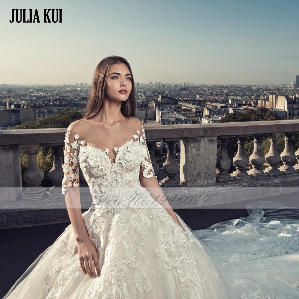 JULIA KUI Кружевное бальное платье с аппликацией