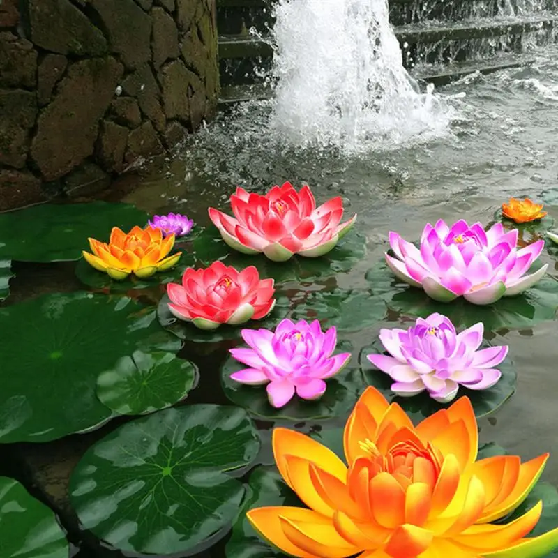 

10pcs Artificial Lotus Ornaments Pond Decor Water Surface Floating Ornaments