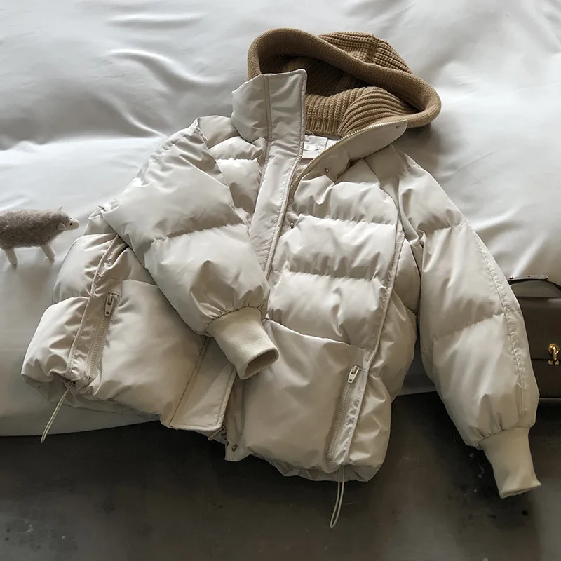 

High Quality Wool Cap Warm Parkas Women Winter New Korean Style Fashion Thick Down Cotton Jacket Female Loose Hooded Coat