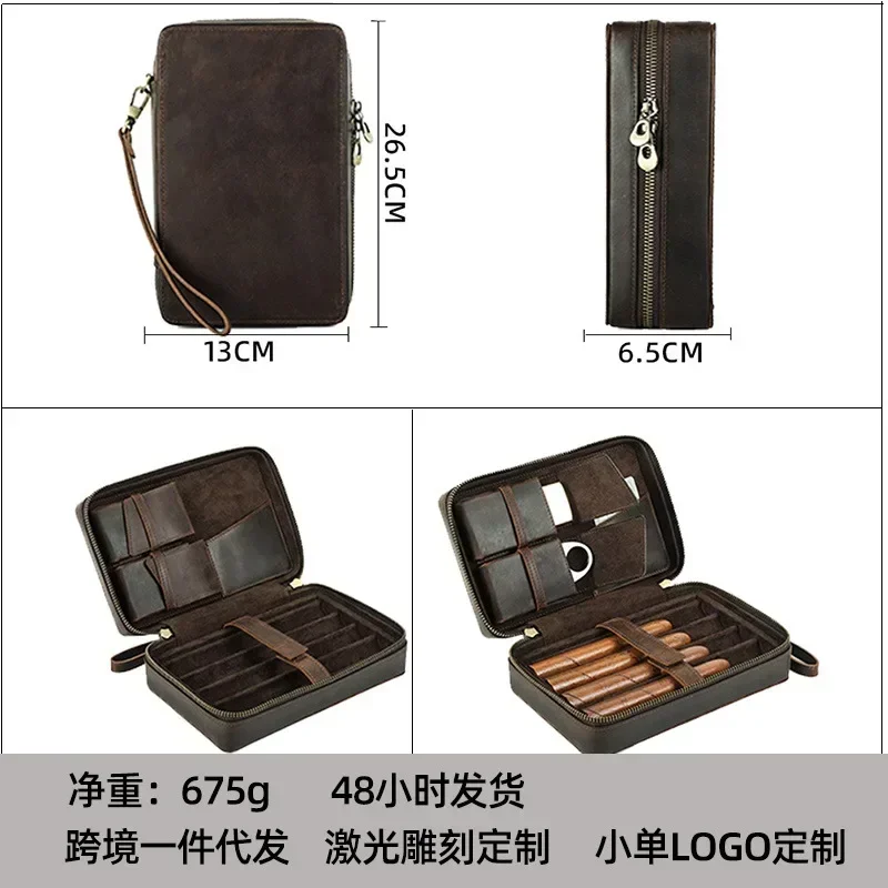 Humidor портативный 4-пакет увлажняющий сигаретный набор кожаная подарочная коробка