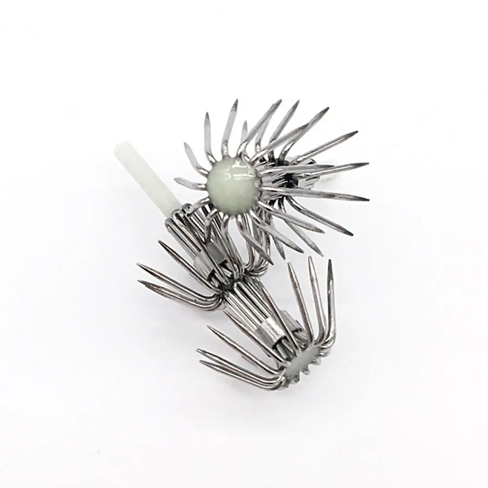 

10Pcs Convenient Lightweight Luminous Solid Stainless Steel Seawater Octopus Hook Fishing Gear Octopus Jig Octopus Hook