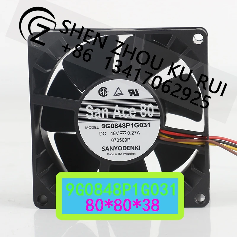 Фото Sanyo 48 В 0,27 А 8038 Коммуникационное оборудование Двойной шарикоподшипник 9G0848P1G031 Вентилятор охлаждения №1