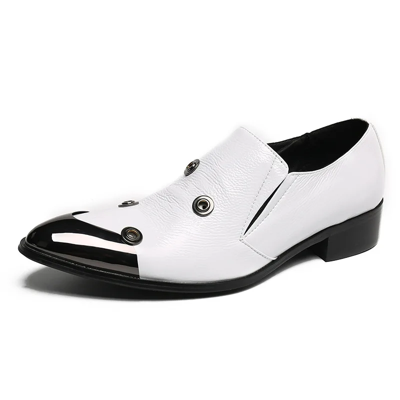 

Leather shoes men groom wedding shoes Korean version formal suit leather casual suit pointed white soft leather soft sole shoes