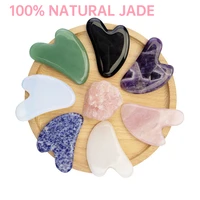 natural jade gua sha scraper board massage rose quartz jade guasha stone for chin neck face lifting wrinkle remover beauty care