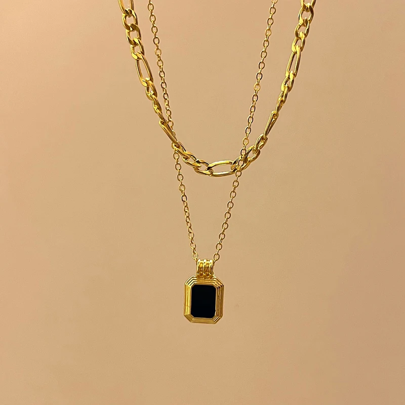 Современная бижутерия Двухслойное ожерелье-цепочка популярный дизайн золотой