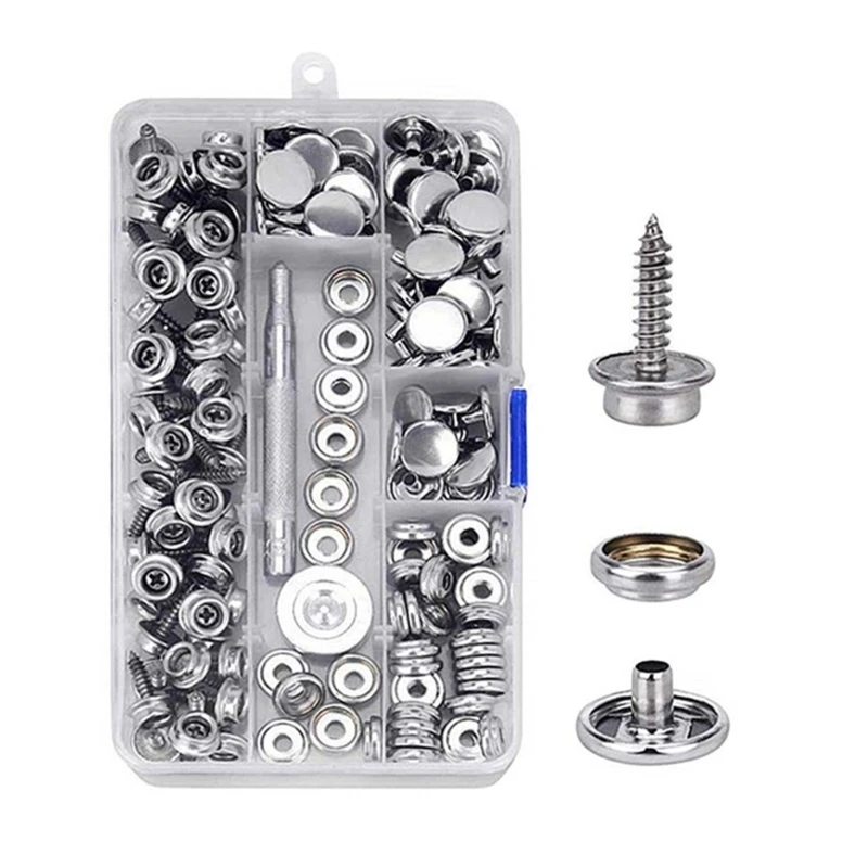 

15mm Canvas Snap Kit, Marine Grade Snap Fastener Stainless Steel Snap Buttons for Boats Cover,Tent 40GF