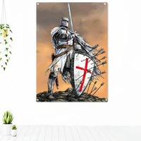 knight templar flag polyester banner cross legion crusade painting tapestry hang on the wall 4 grommets custom flag indoor decor