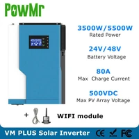 3 5kw 5 5kw 220vac off grid hybrid solar inverter 100a mppt solar charge controller can work without battery wifi monitor