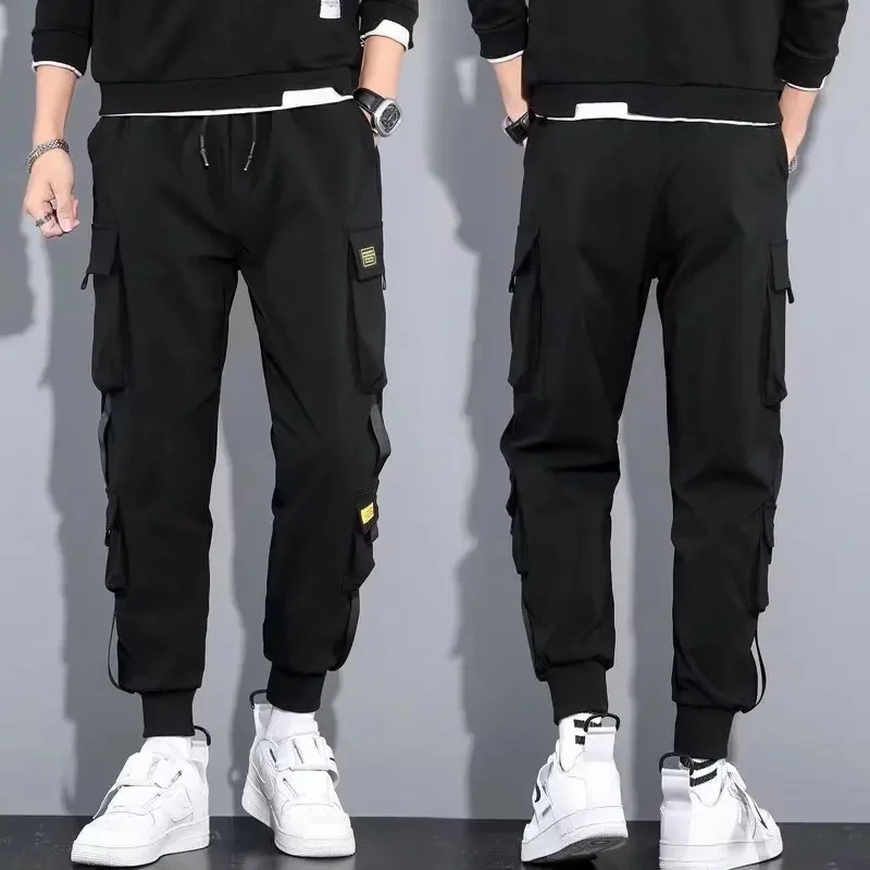 Мужские модные свободные брюки-карго в корейском стиле весенне-летние
