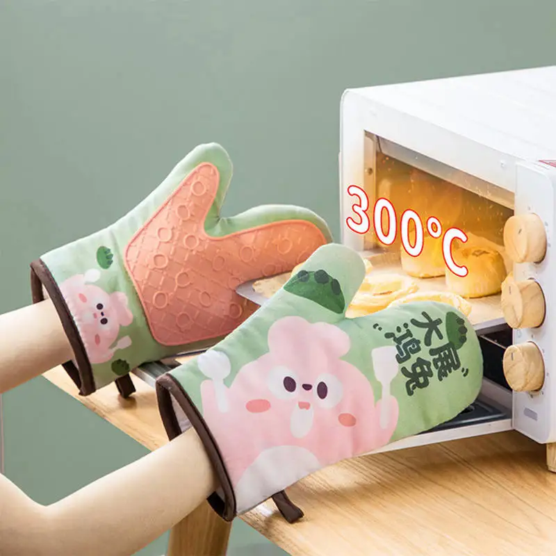 

Kitchen Heat Resistant Silicone Gloves Microwave Gloves Oven Thick Insulation Non-slip Baking Gloves Kitchen Thick Insulation
