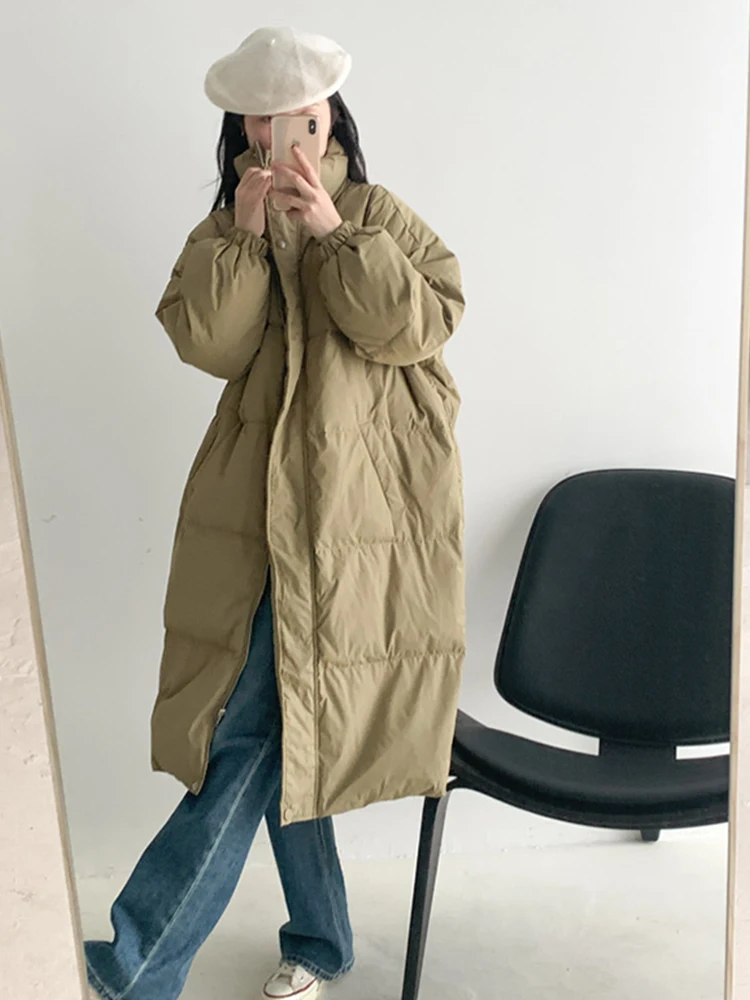 Loose Long Puffer Jacket Women Casual Warm Oversize Parkas Female Korean Loose Long Sleeve Coat Winter Women Clothing 2022