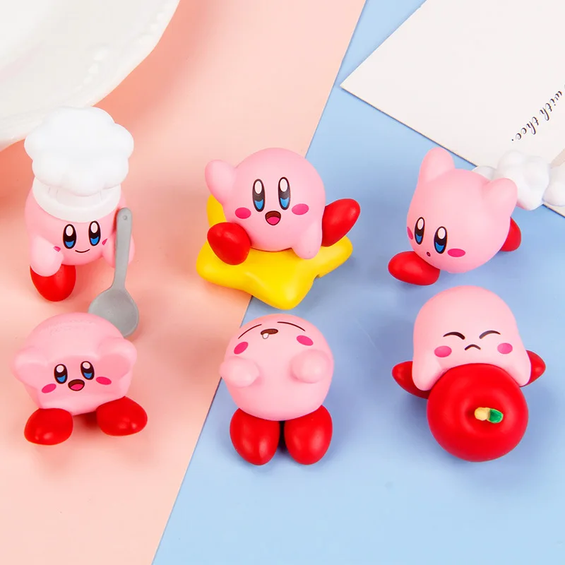 

6 шт./партия, фигурка Кирби в виде звезды, кавайная игрушечная кукла для домашнего декора, детский подарок на день рождения, миниатюрная фигу...