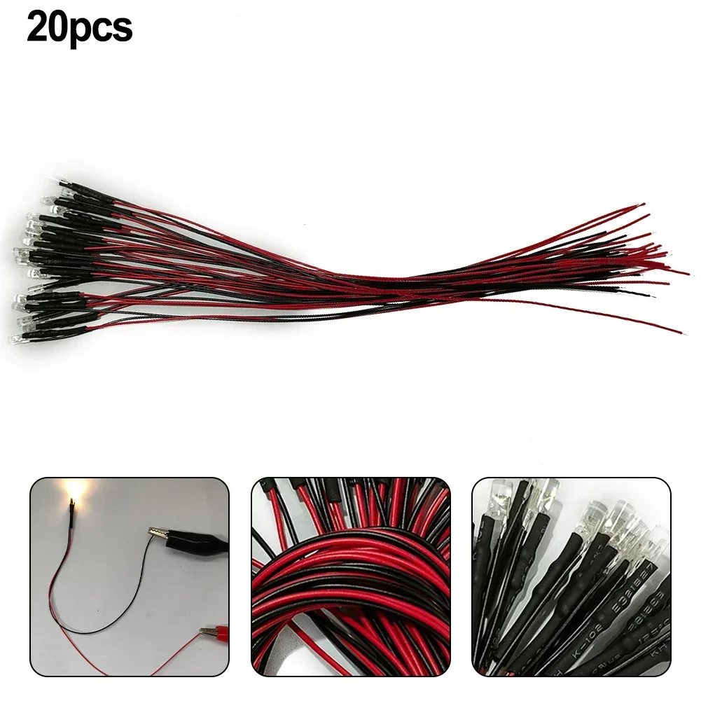 20 шт. предварительно проводной 3 мм теплый белый светодиодный светильник набор 12