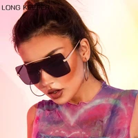 2022 oversized flat top sunglasses women luxury designer rimless eyewear square one piece gradient lens shades lunette de soleil