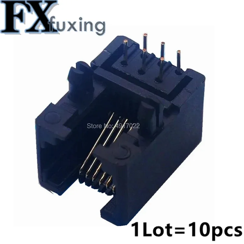 

10 шт./лот разъем RJ11, разъем RJ12 для телефона 90 градусов, 6-контактный кристаллический Женский Разъем 95001-6p6c, 6-ядерный Хрустальный подголовник