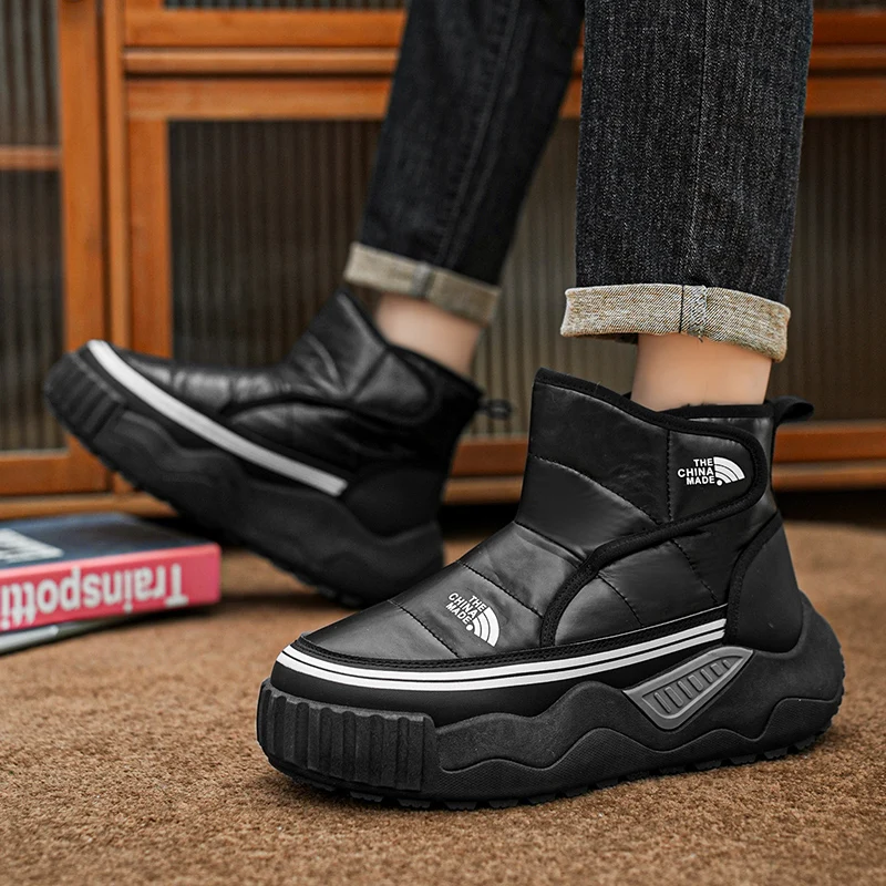 Новые зимние черные мужские ботинки на платформе теплые плюшевые модные