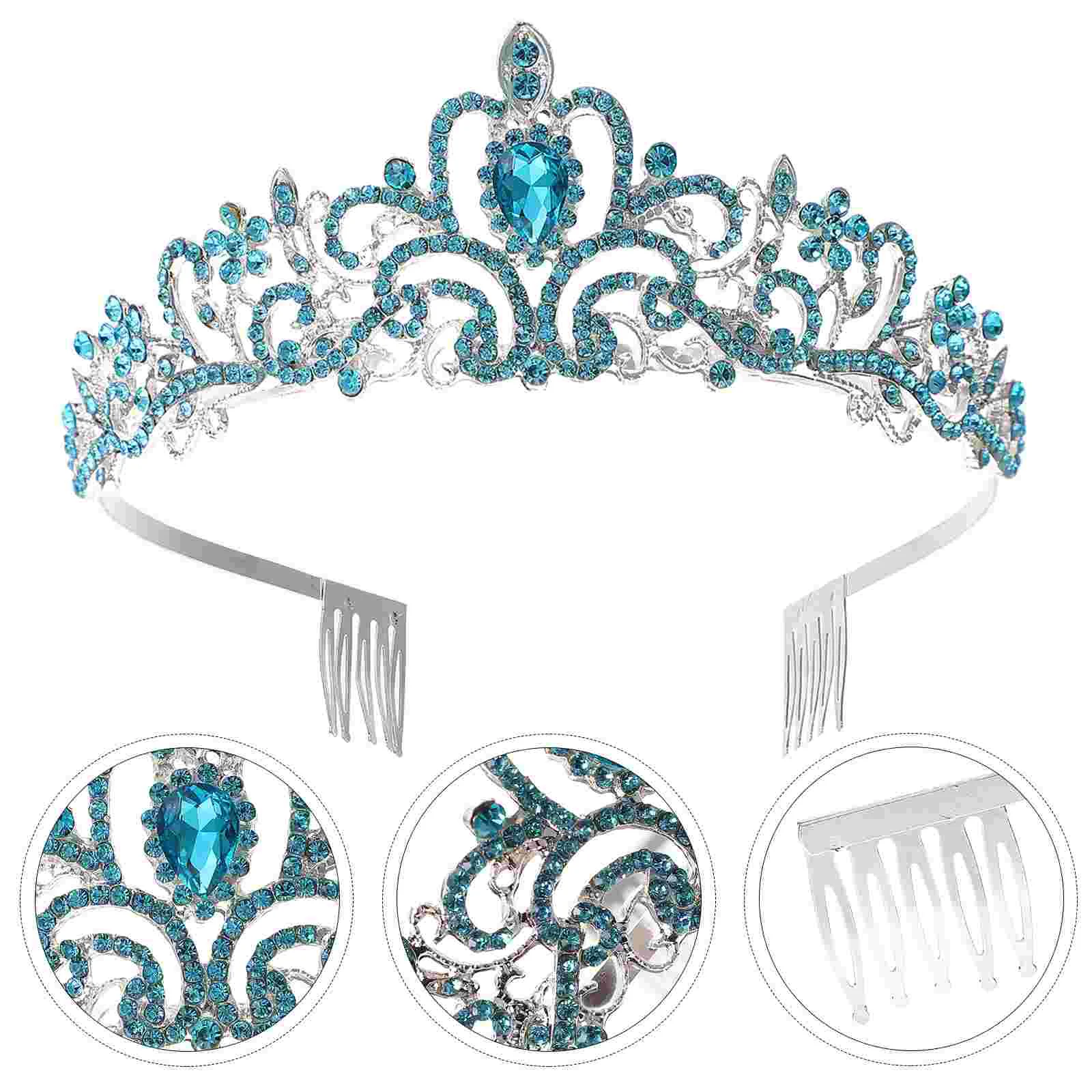 

Rhinestone Crown Wedding Dress Headdress Girl Bride Decor Charming Exquisite