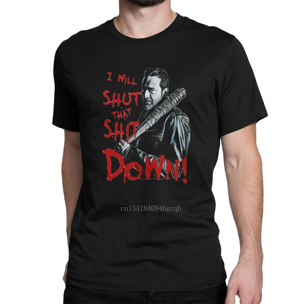 

Leisure Negan The Walking Dead T-Shirts Men Round Neck 100% Cotton T Shirts Zombie Horror Short Sleeve Tee Shirt Gift Clothes