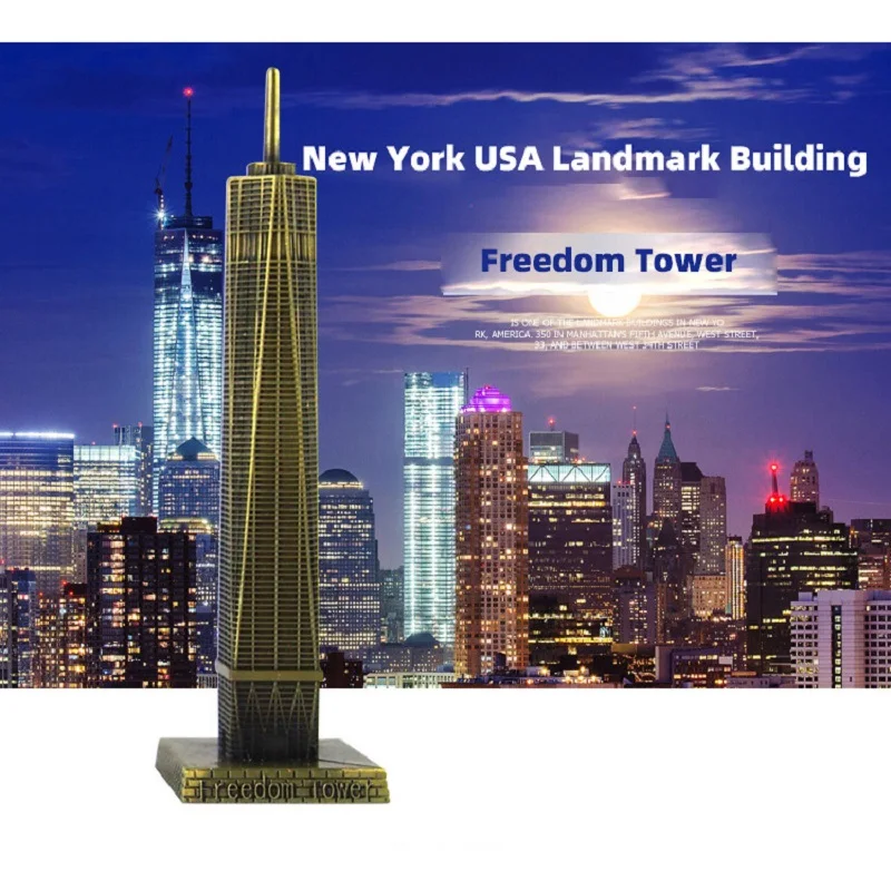

Metal Freedom Tower New York USA Landmark Building Model Tourist Souvenir Home Room Desk Decor Accessorie Furnishing Articles