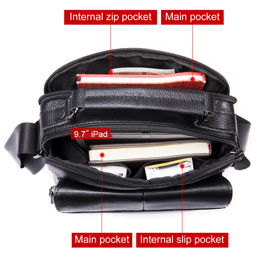 WESTAL Men's Shoulder Bag Crossbody Bags for Men Genuine Leather Messenger Bag Men's Designer Bags Male Handbag