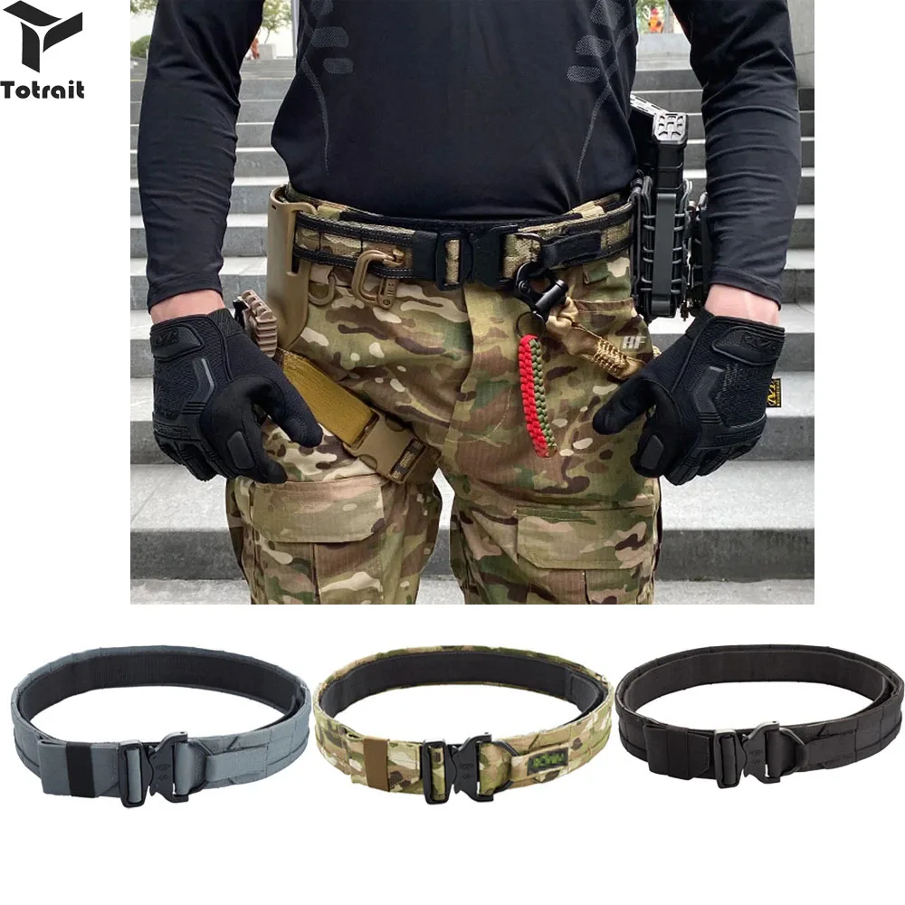 

TOtrait Tactical Molle Belt Multicam CS Outdoor Military Hunting Combat Belt For Hunting Gun Accessories