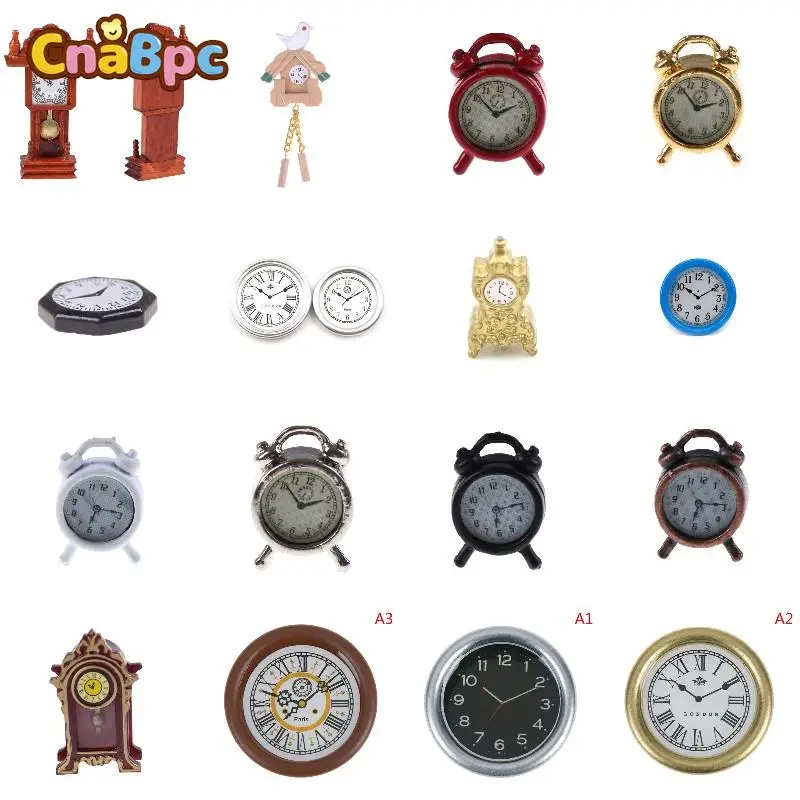 1:12 Dollhouse Miniature Wall Clock Desk clock Play Doll House Miniaturas Home Decor Accessories Toy Pretend Play Furniture Toy