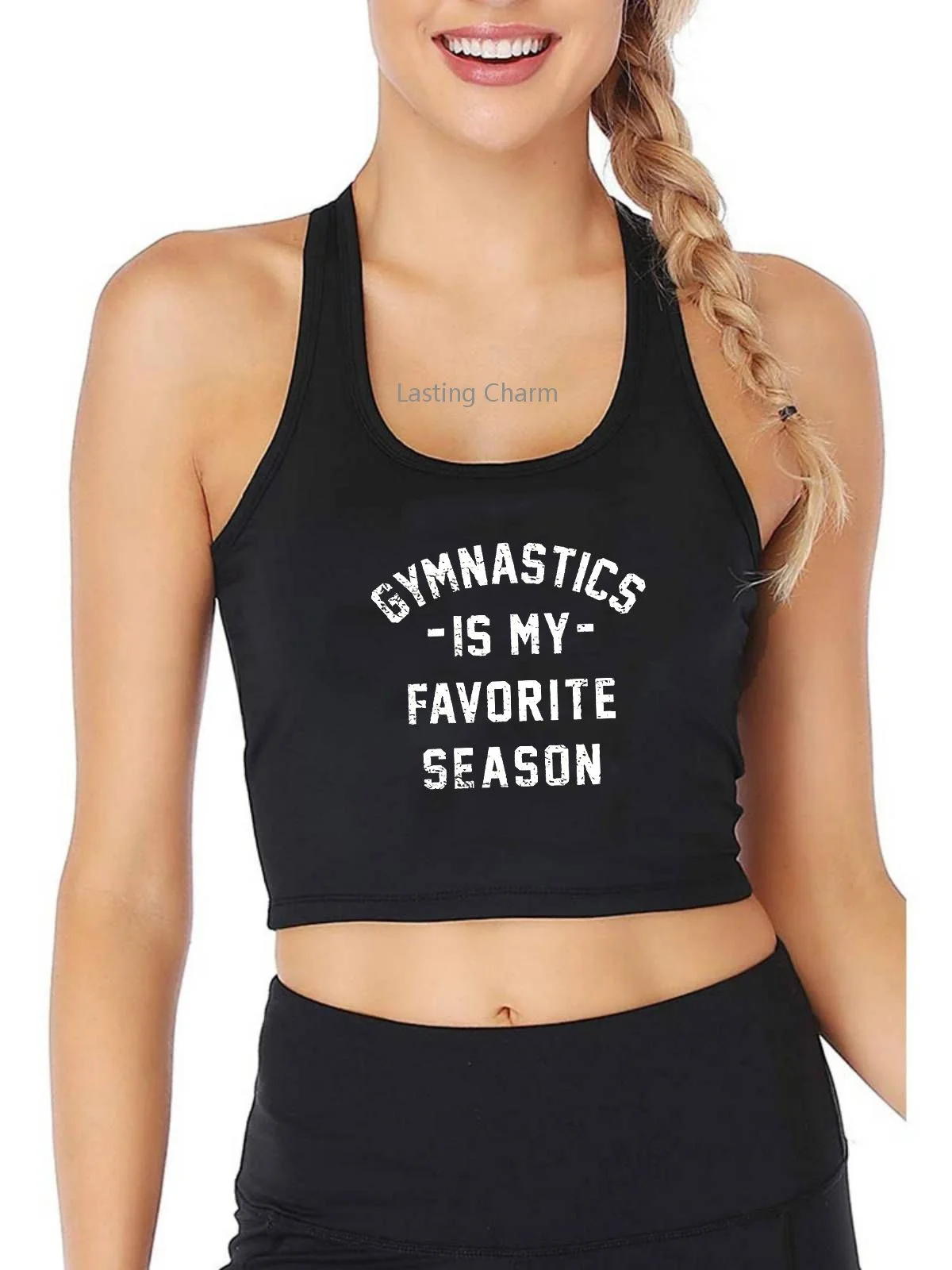 

Gymnastics is my Favorite Season Pattern Tank Top Women's Personalized customization Yoga Sports Workout Crop Tops