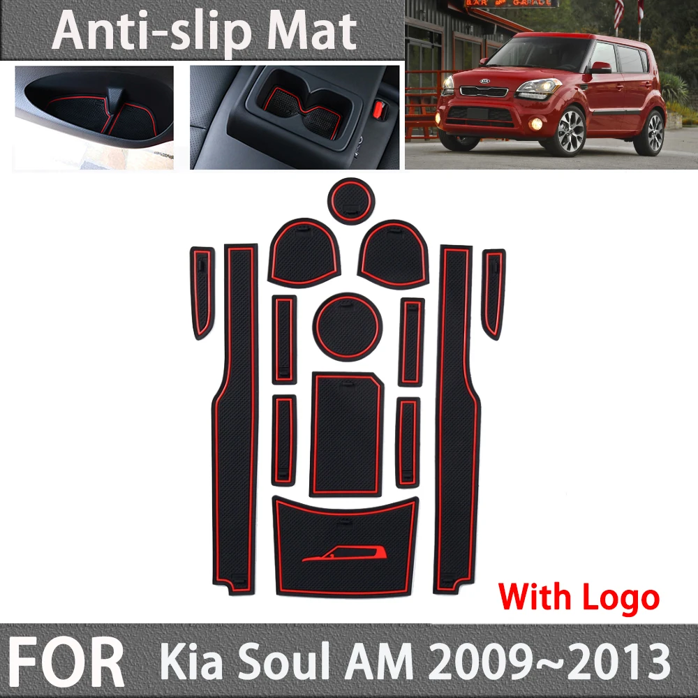 

Anti-slip Rubbe Coaster Phone Gate Slot Mat for Kia Soul AM 2009 2010 2011 2012 2013 Door Pad Car Interior Stickers Accessories