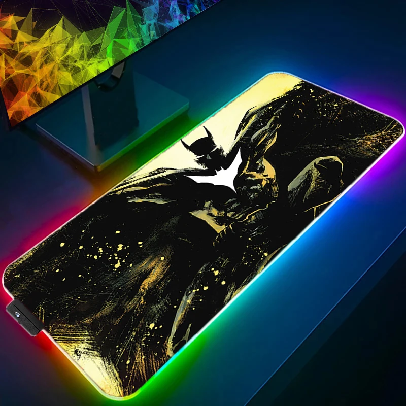 

Batman DC Gaming RGB Mouse Pad Laptop Anime Mouse Mats Keyboard Mat Computer Offices Anti-skid Luminous Office Accessories Rug