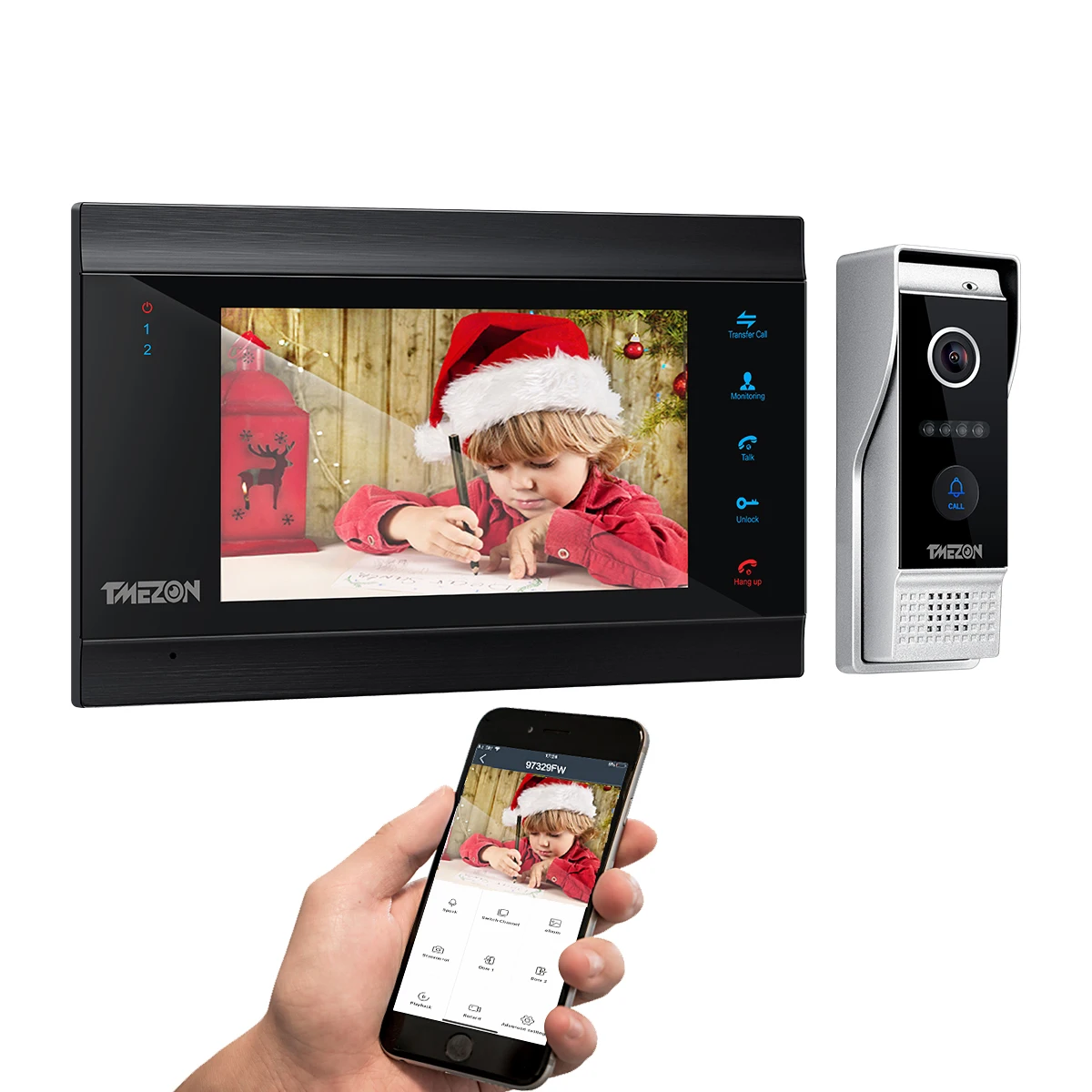 

NEW TMEZON 1080P Video Door Phone Home Intercom System Wireless WiFi Smart IP Video Doorbell 7 Inch with Wired Doorbell TUYA APP