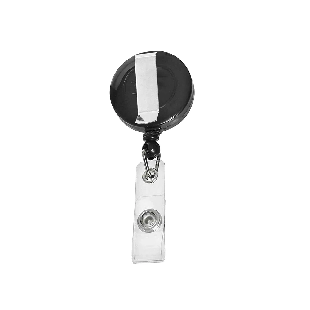 

Retractable ID Card Holder Reel Badge Key Tag Clip Black General