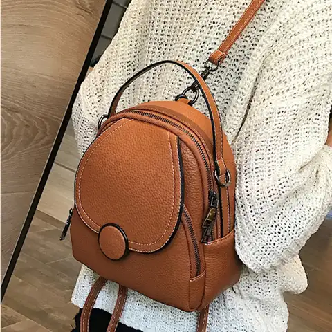 Женский кожаный мини-рюкзак, мягкий Многофункциональный Маленький ранец, сумка на плечо для девушек