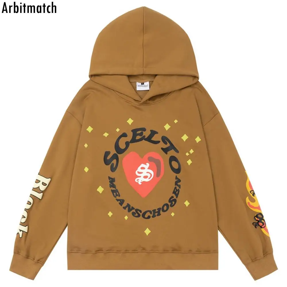 

Men Sweatshirt Casual Pullovers Cotton Puffed Glitter Letter Print Hoodie College Style Hoodies 2022 Harajuku Hip Hop Streetwear