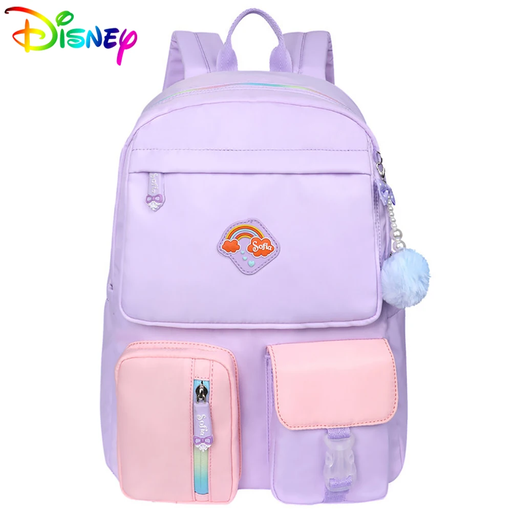 

Disney Girls Fashion Sofia Backpack Bags For Students Large Capacity Cartoon Handbags Children Cute Schoolbags High Quality New