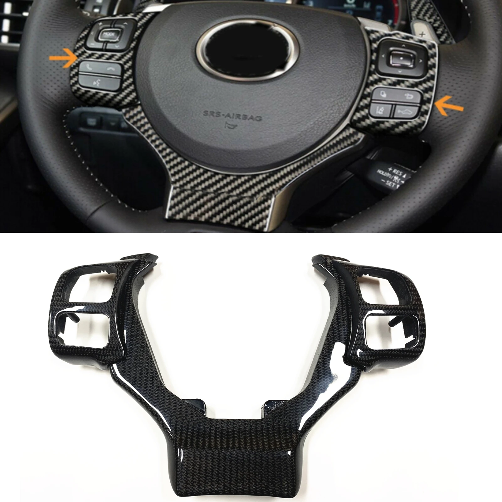 

For Lexus IS250 IS350 2014-2018 Carbon Fiber Shifter Handlebar Panel Decoration Replacement Car Gear Steering Wheel Cover Trim