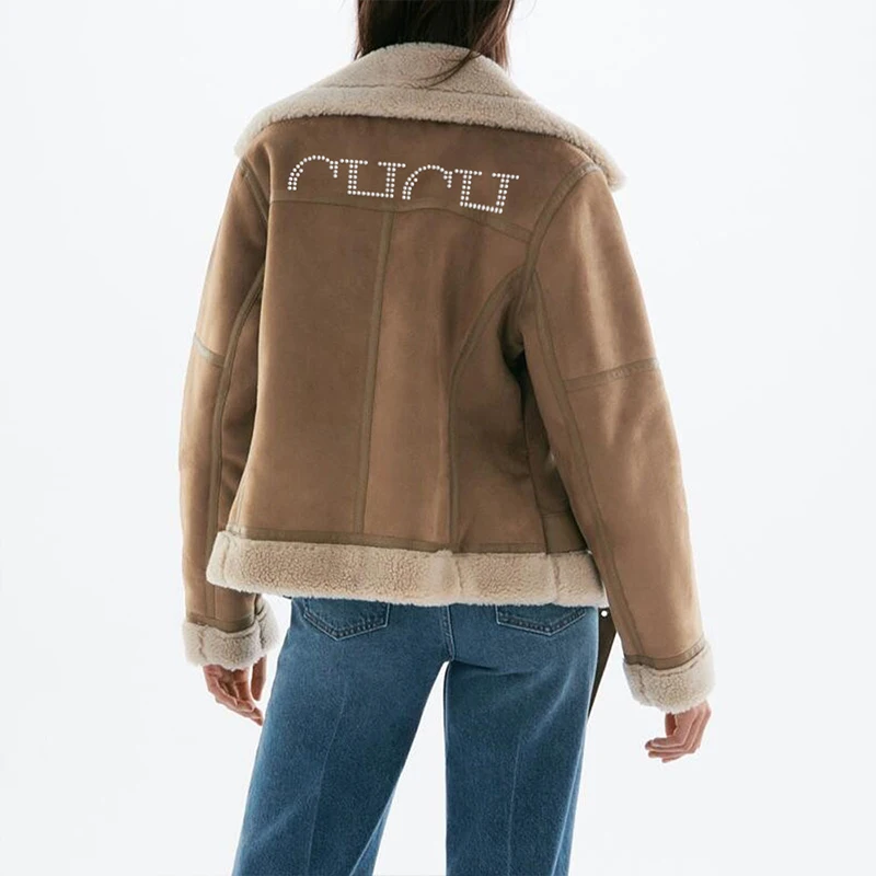 

Зимние Модные женские куртки, новинка 2023, винтажная меховая интегрированная куртка, куртки с отворотом и длинными рукавами, шикарная женская верхняя одежда